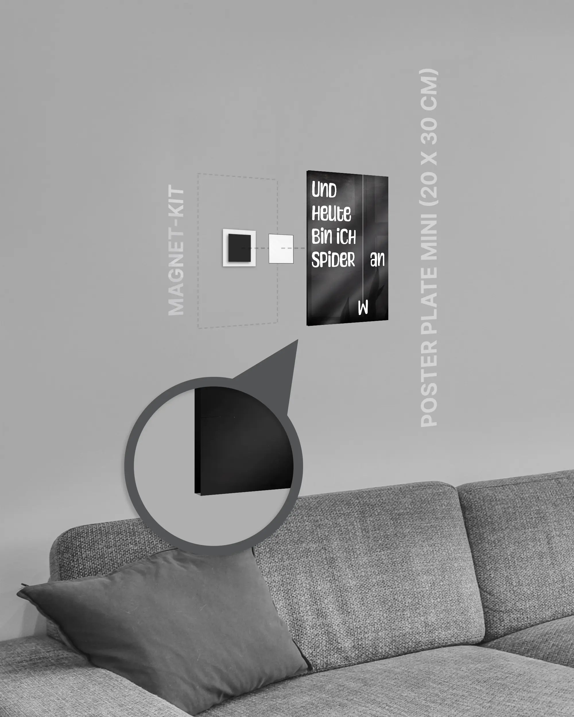 Magnet-Kit Seitenansicht des Poster Plate Designs Abhängen im Acrylic Style in der Größe Mini (20 x 30 cm)