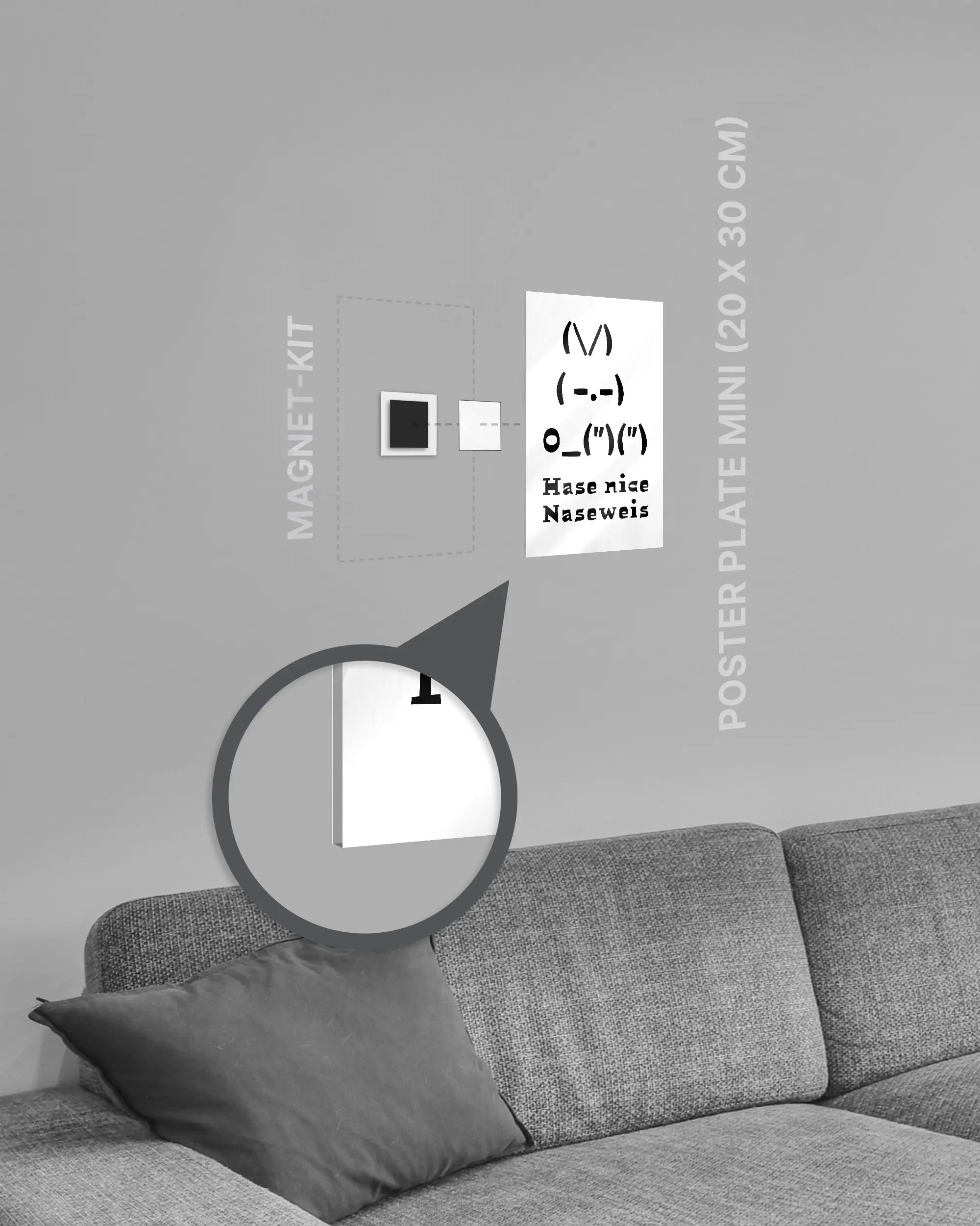 Magnet-Kit Seitenansicht des Poster Plate Designs Nicer Hase im Acrylic Style in der Größe Mini (20 x 30 cm)