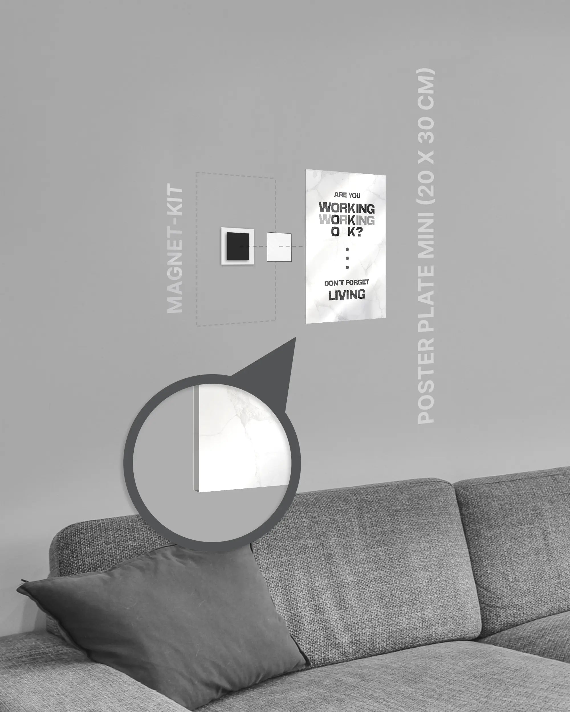 Magnet-Kit Seitenansicht des Poster Plate Designs Are you OK? im Acrylic Style in der Größe Mini (20 x 30 cm)