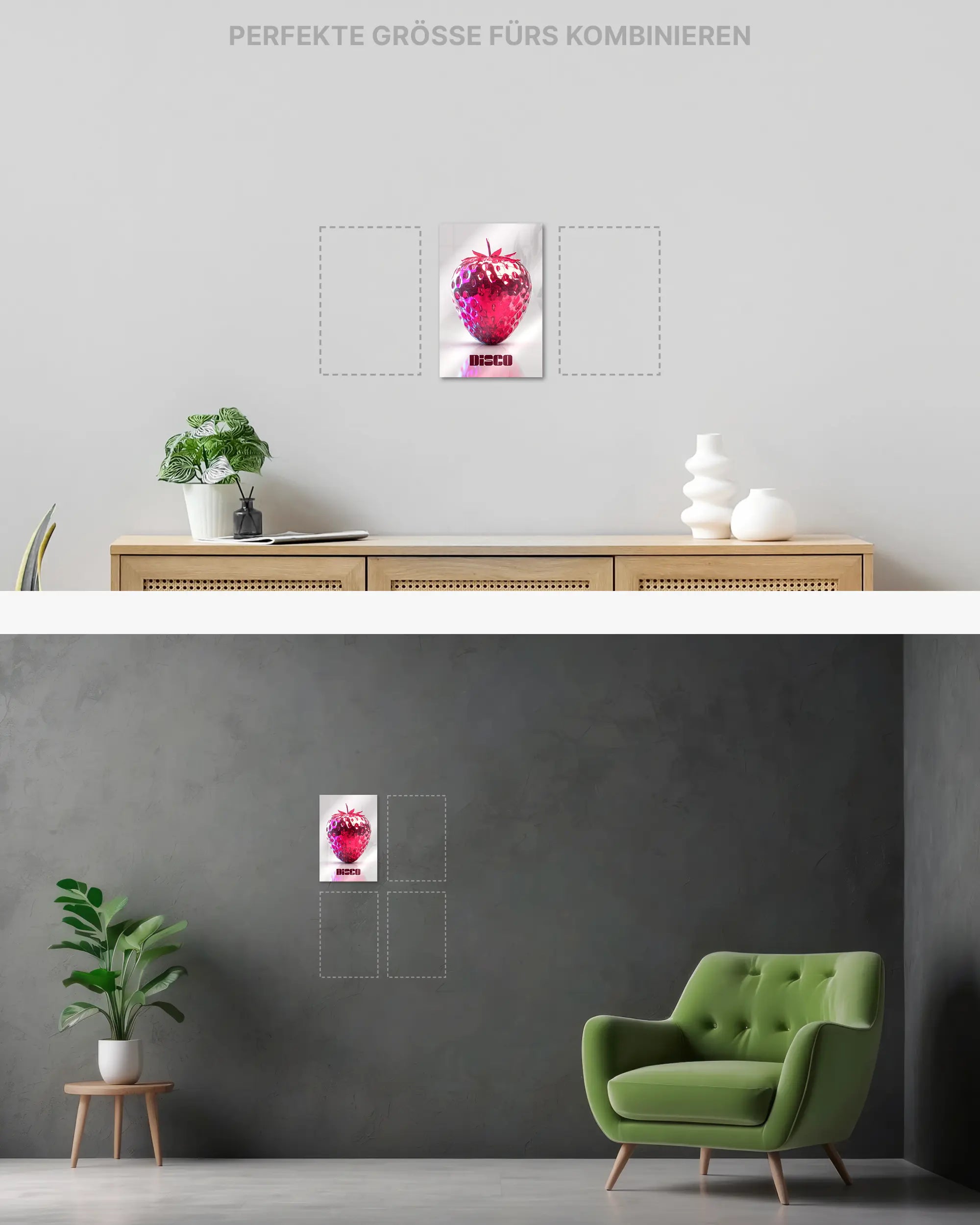 Wandansicht des Poster Plate Designs Discoberry im Acrylic Style in der Größe Mini (20 x 30 cm)