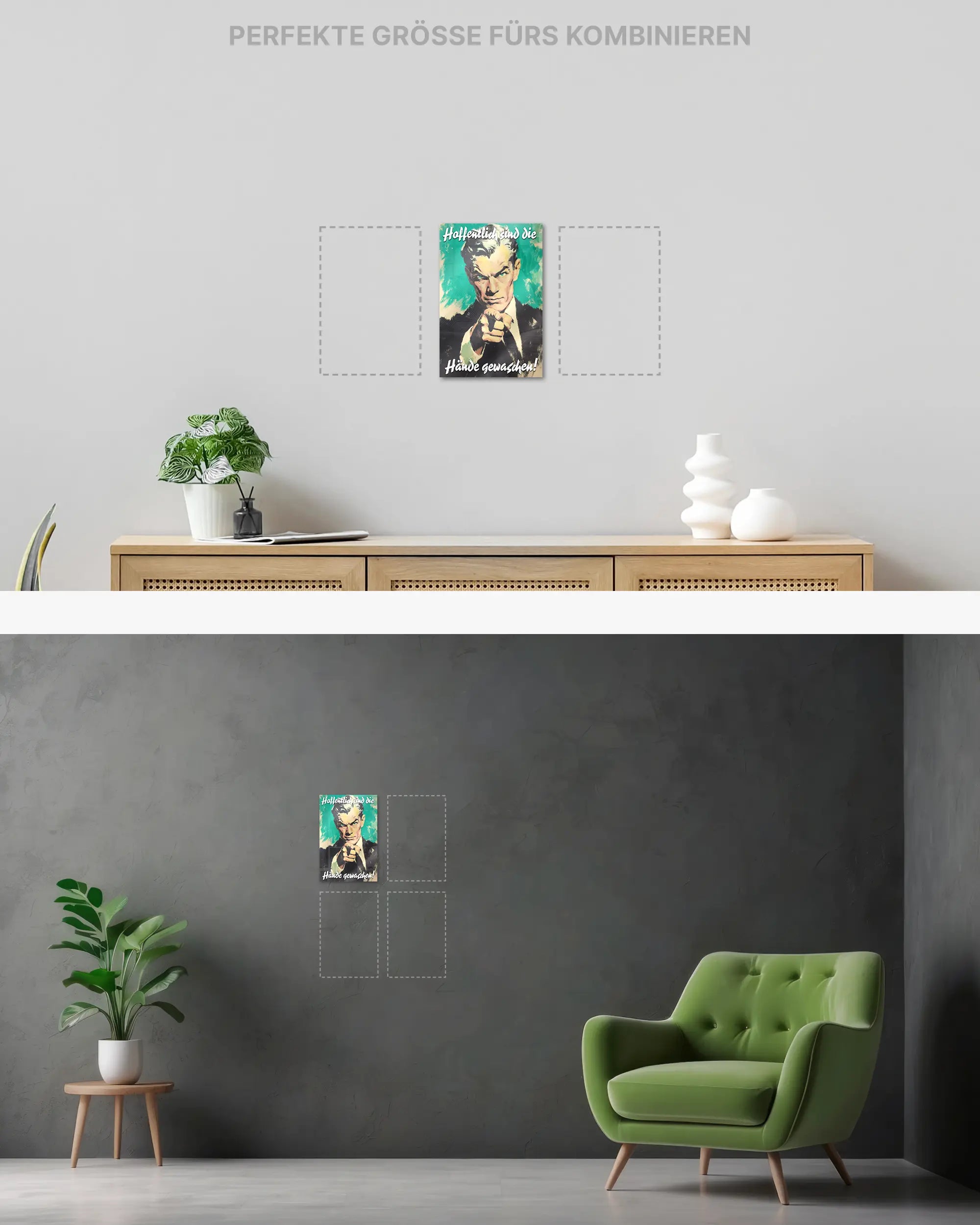 Wandansicht des Poster Plate Designs Besser mit Seife im Acrylic Style in der Größe Mini (20 x 30 cm)