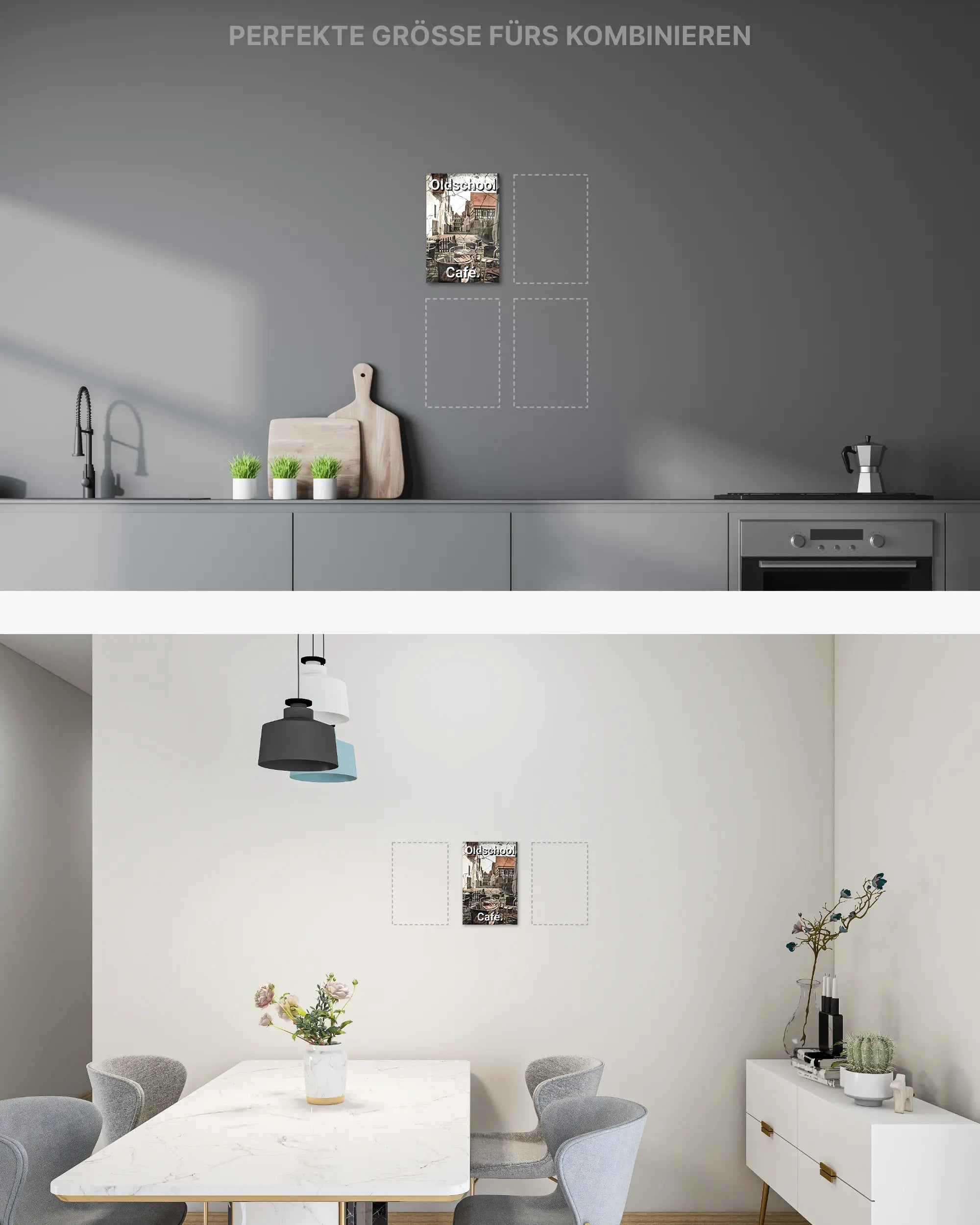 Zimmeransicht des Poster Plate Designs Oldschool Café im Acrylic Style in der Größe Mini (20 x 30 cm)