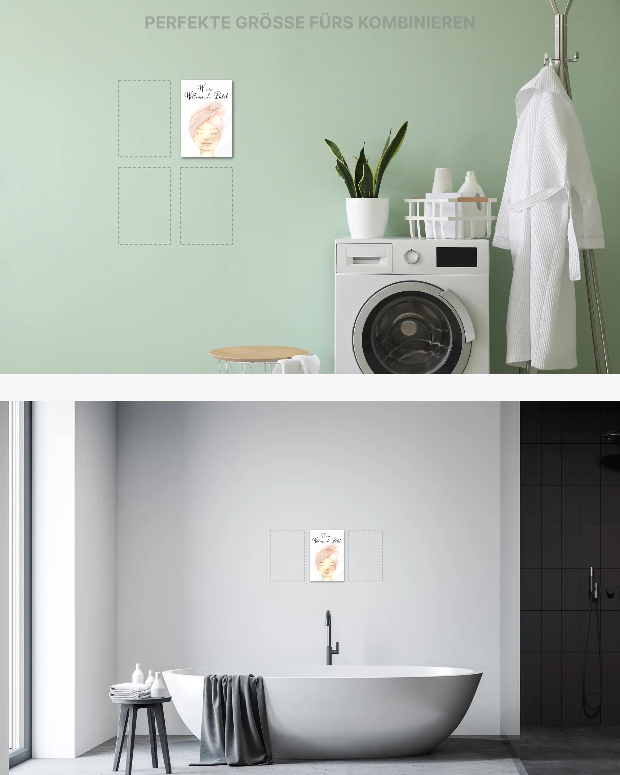 Zimmeransicht des Poster Plate Designs Wellness Routine im Acrylic Style in der Größe Mini (20 x 30 cm)