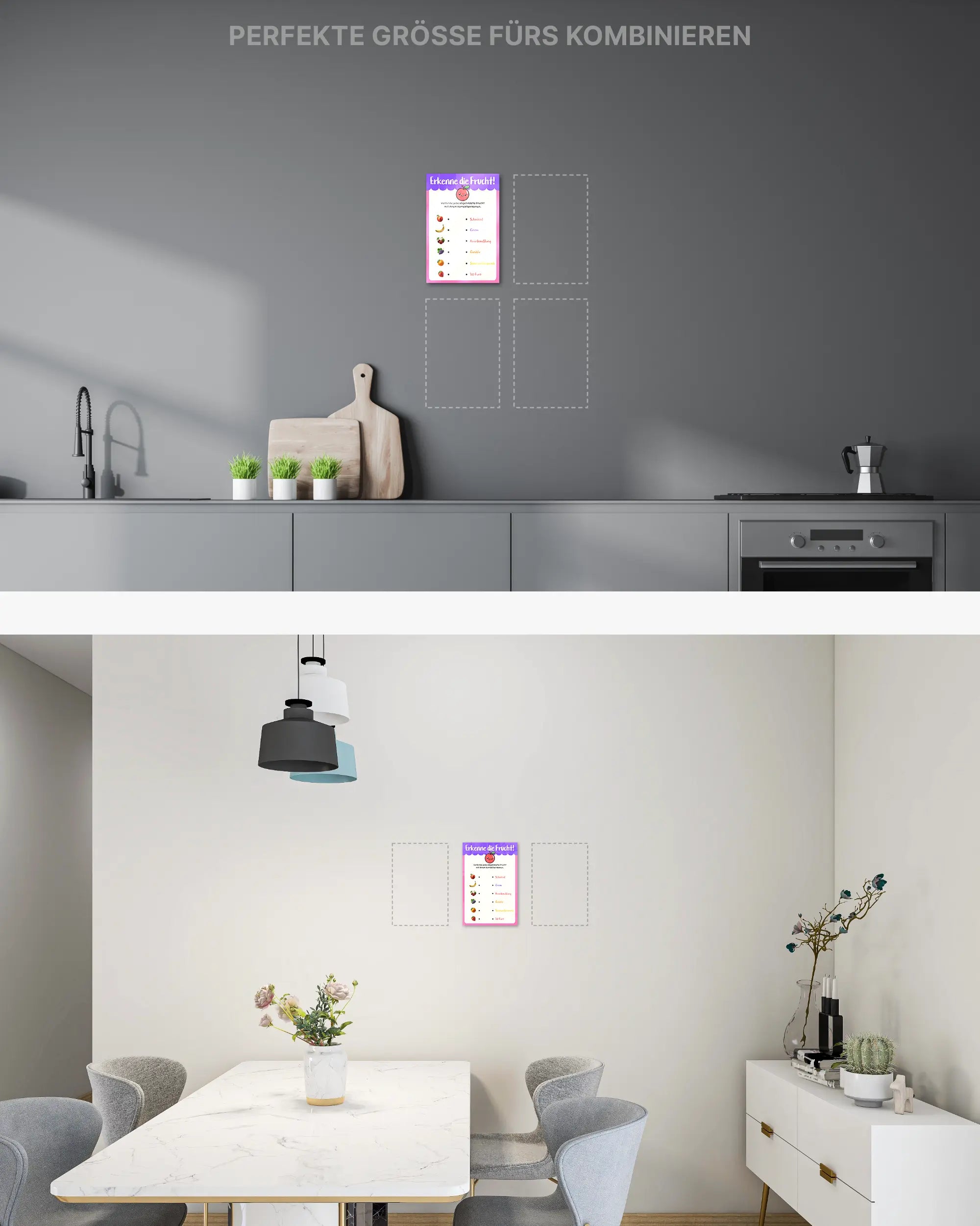 Zimmeransicht des Poster Plate Designs Fruchtvokabeln im Acrylic Style in der Größe Mini (20 x 30 cm)