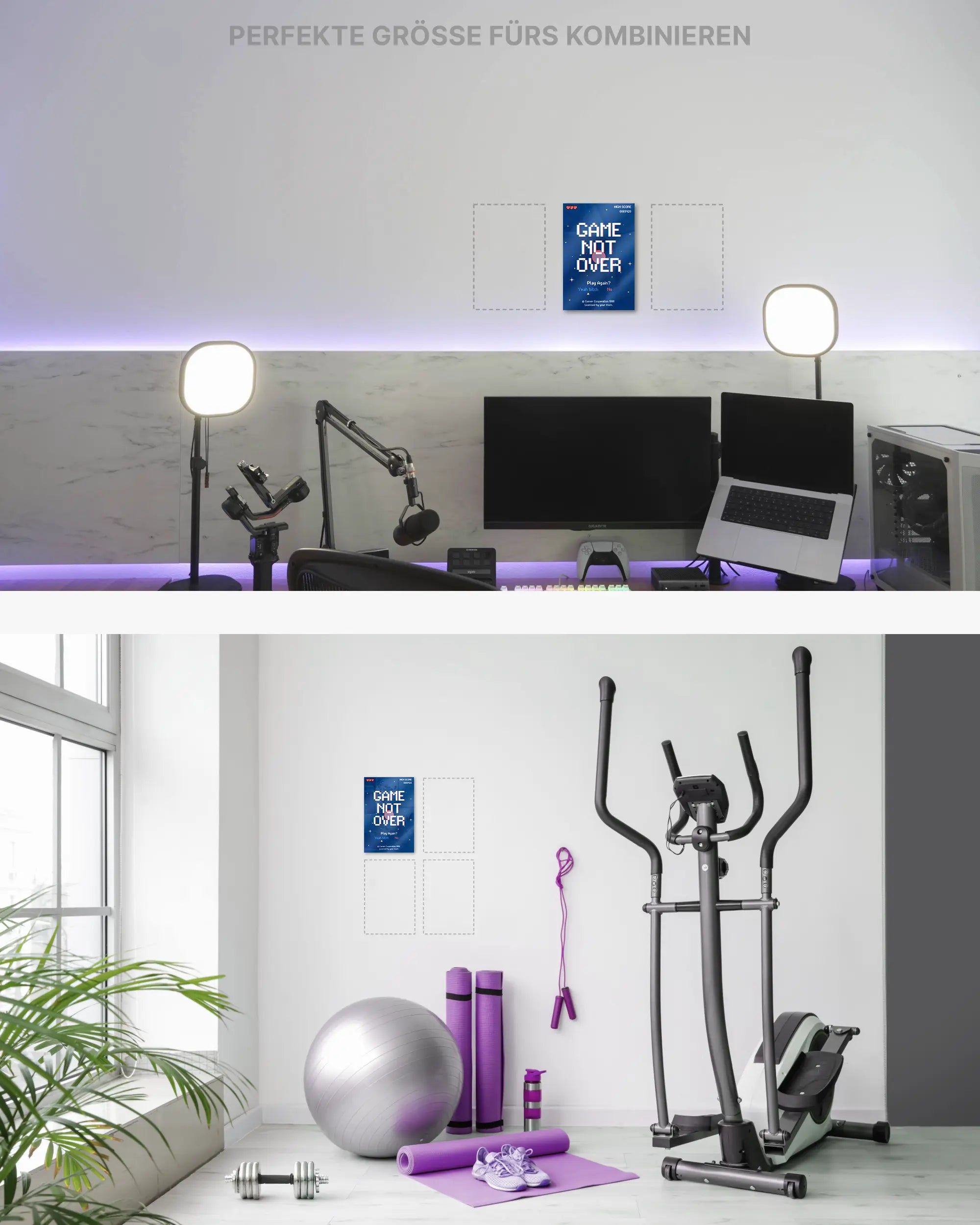 Zimmeransicht des Poster Plate Designs Game not over im Acrylic Style in der Größe Mini (20 x 30 cm)