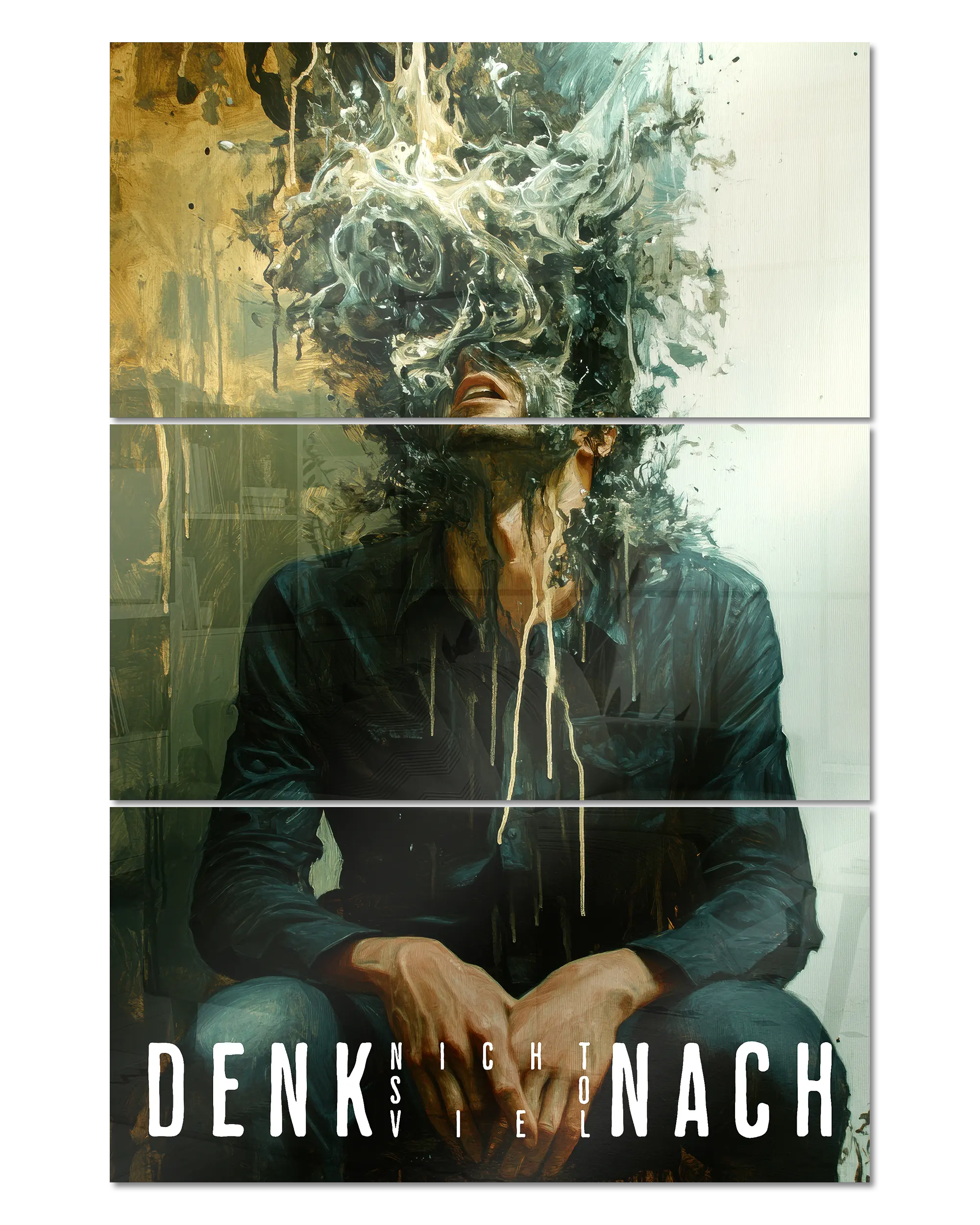 Frontalansicht des Poster Plate Designs Denkblockade im Acrylic Style in der Größe Mighty (60 x 90 cm)