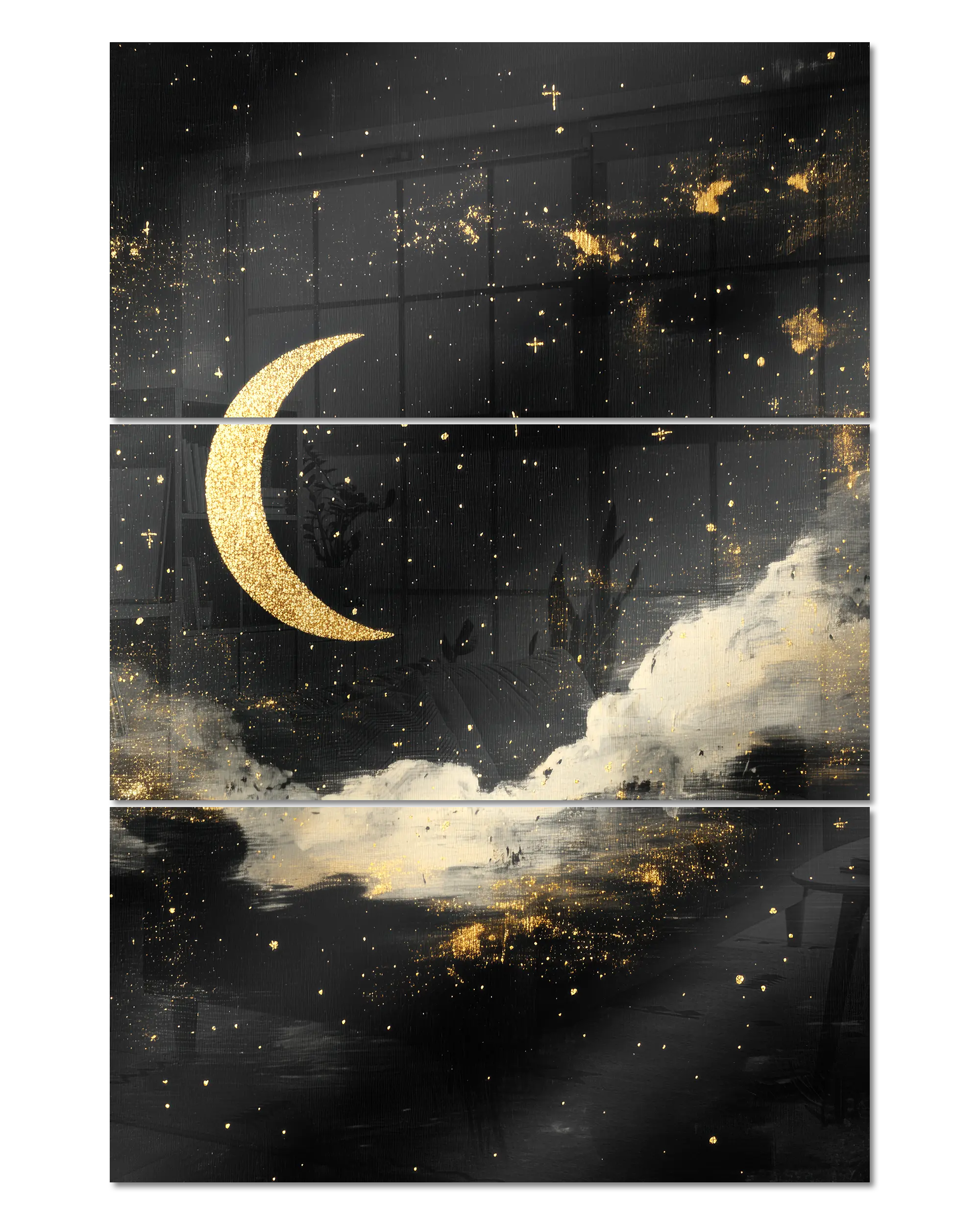 Frontalansicht des Poster Plate Designs Goldenes Mondgedicht im Acrylic Style in der Größe Mighty (60 x 90 cm)