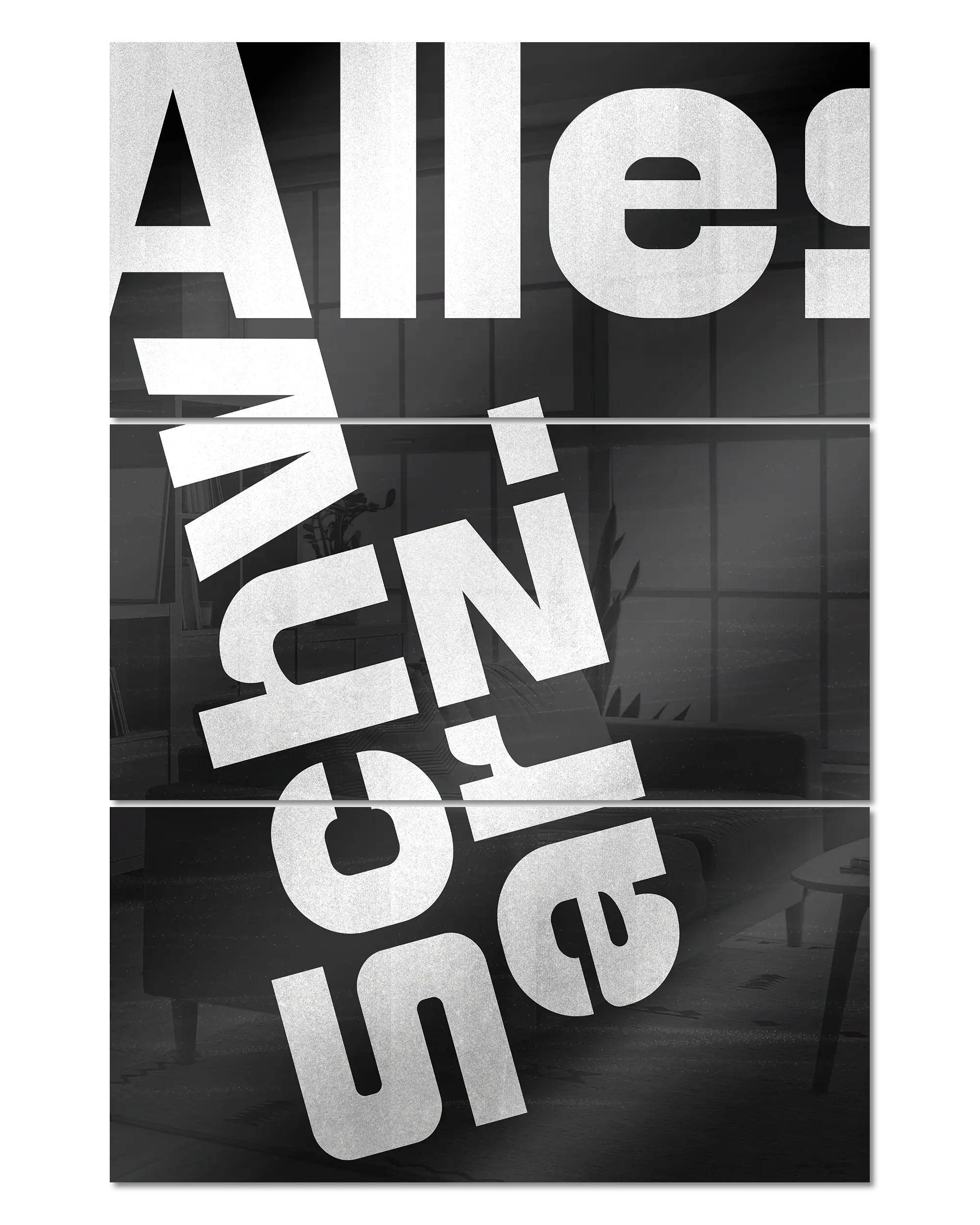 Frontalansicht des Poster Plate Designs Alles Schwarz im Acrylic Style in der Größe Mighty (60 x 90 cm)