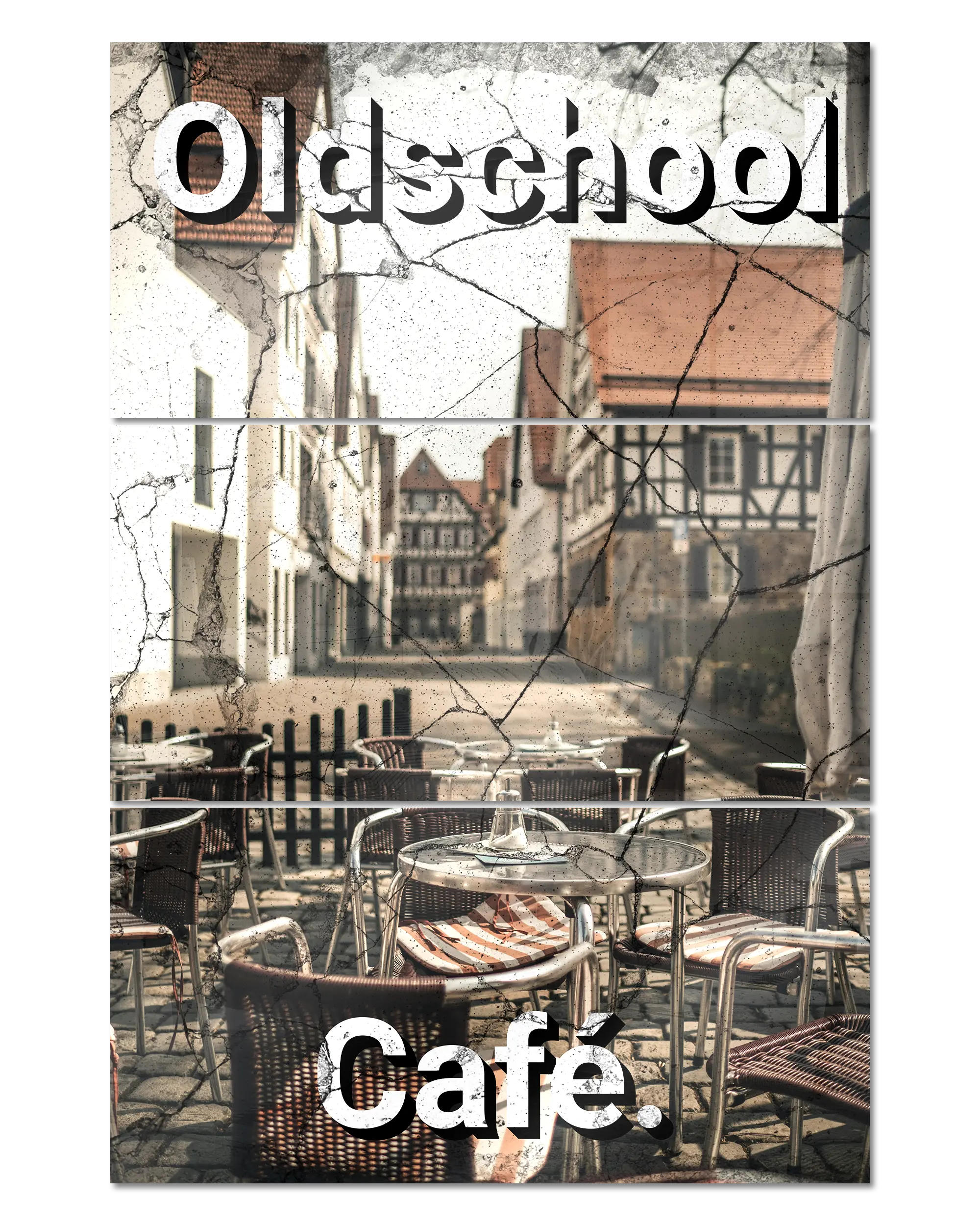 Frontalansicht des Poster Plate Designs Oldschool Café im Acrylic Style in der Größe Mighty (60 x 90 cm)