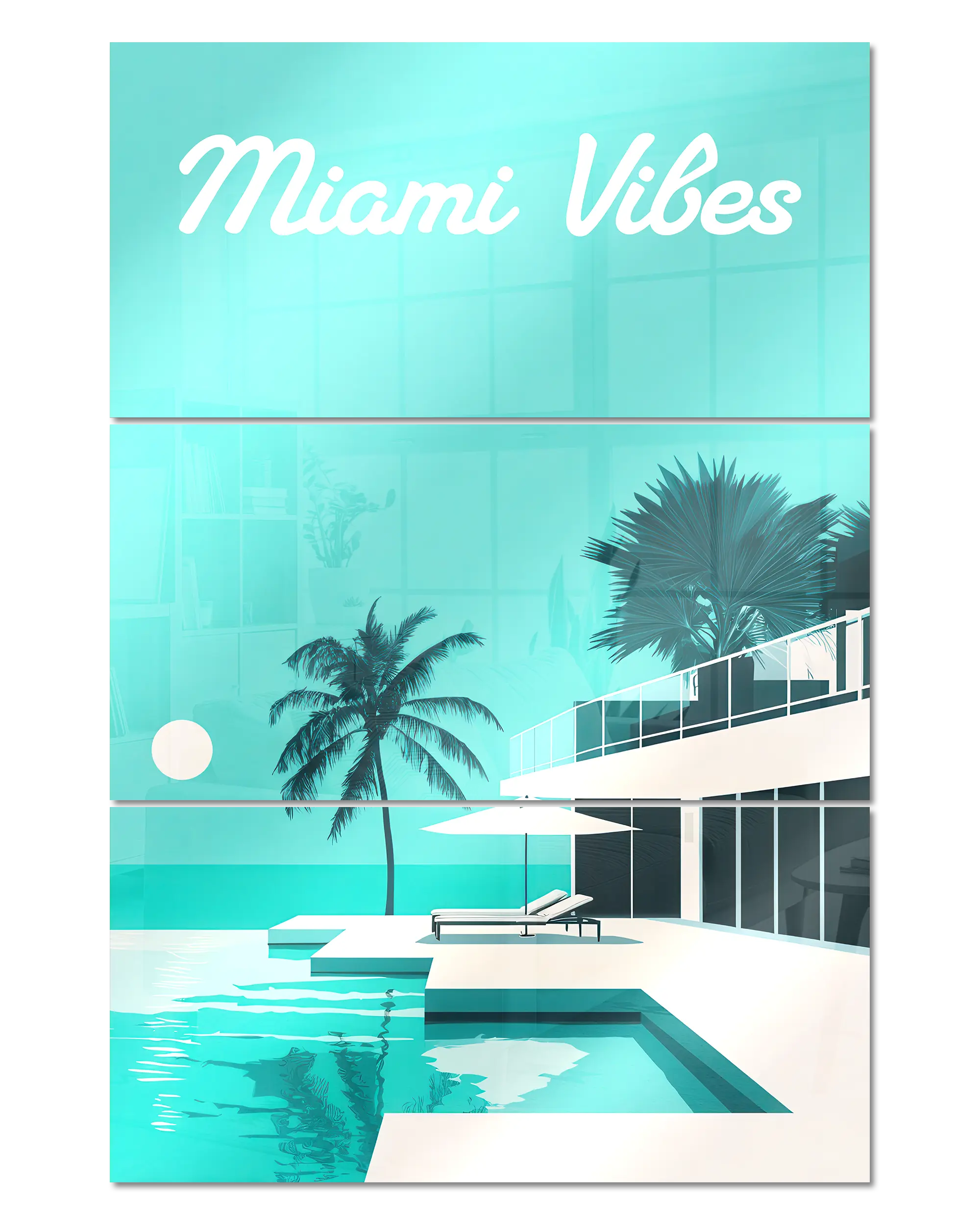 Frontalansicht des Poster Plate Designs Miami Vibes im Acrylic Style in der Größe Mighty (60 x 90 cm)