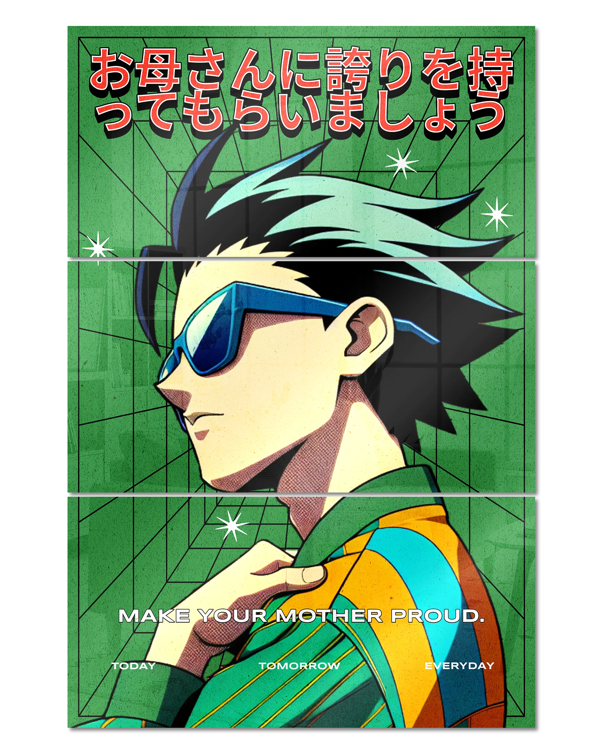 Frontalansicht des Poster Plate Designs Make her proud im Acrylic Style in der Größe Mighty (60 x 90 cm)