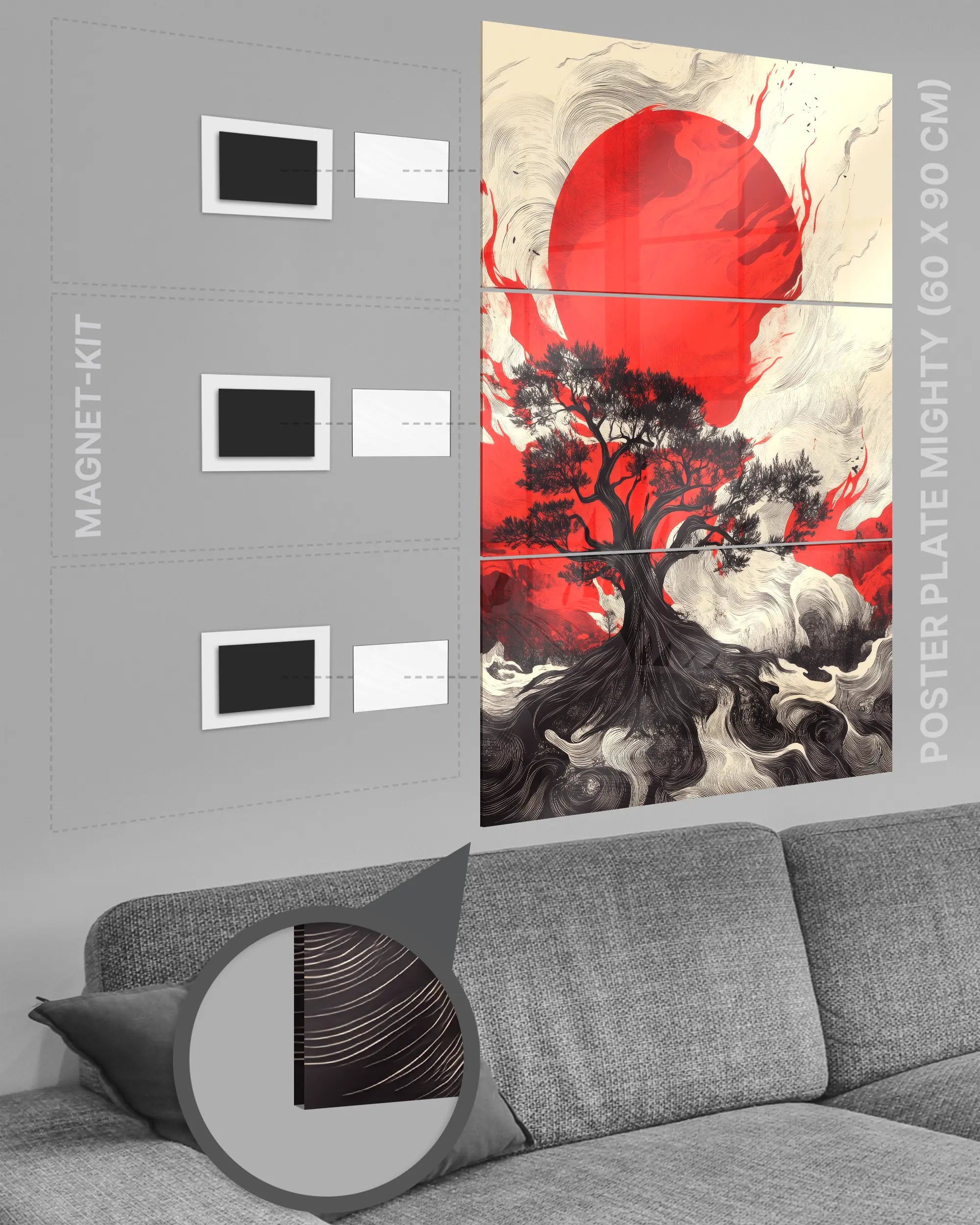 Magnet-Kit Seitenansicht des Poster Plate Designs Japan is lit im Acrylic Style in der Größe Mighty (60 x 90 cm)