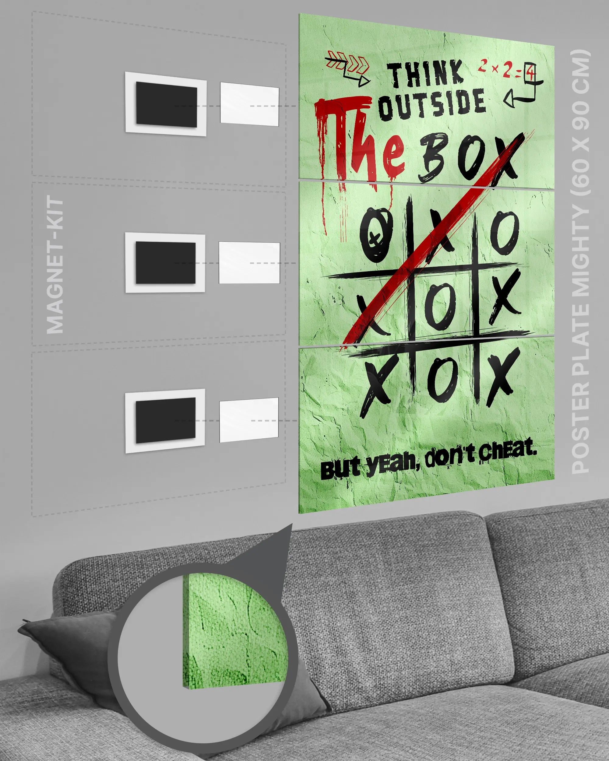 Magnet-Kit Seitenansicht des Poster Plate Designs Boxing Outside im Acrylic Style in der Größe Mighty (60 x 90 cm)