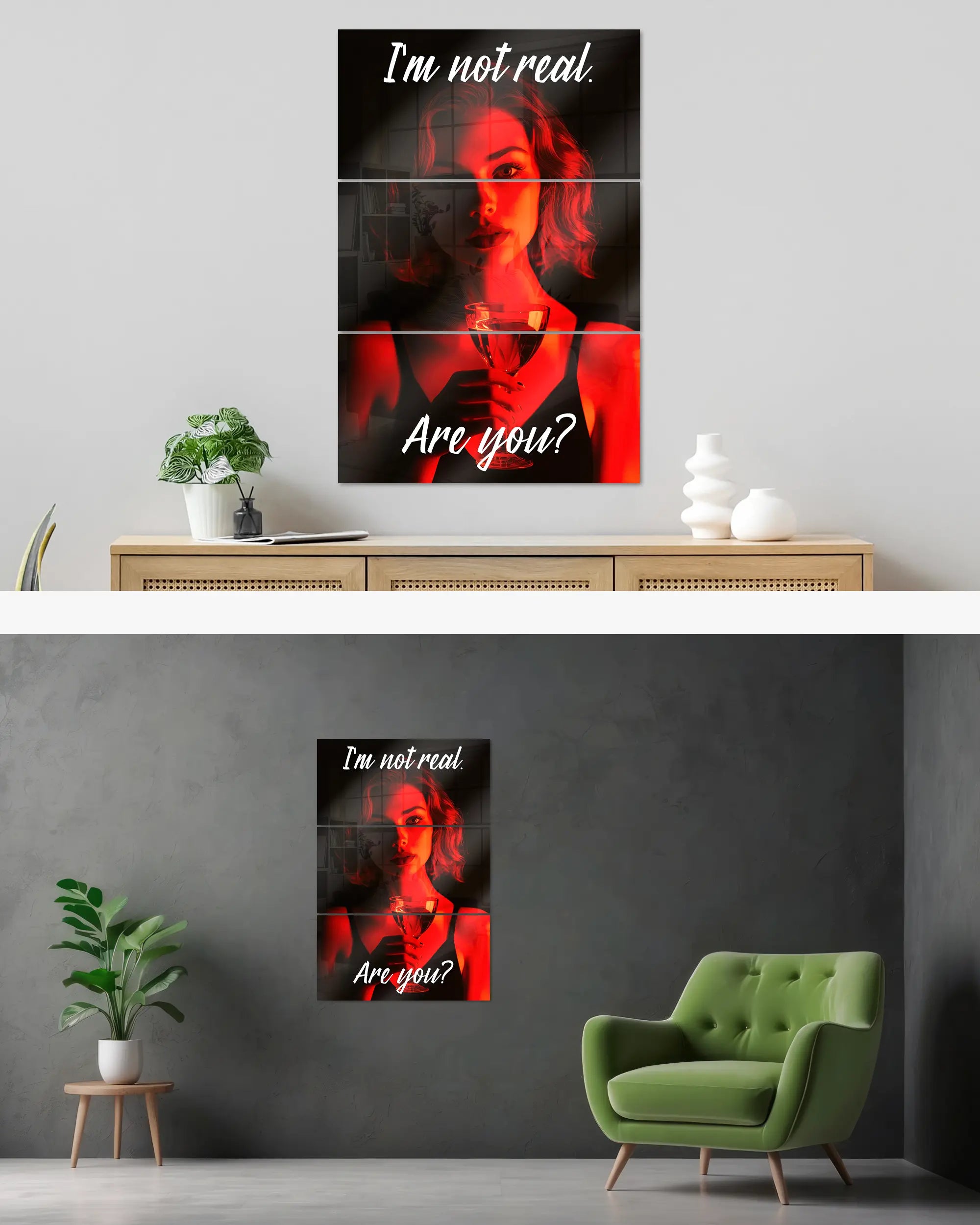 Wandansicht des Poster Plate Designs Are you for real im Acrylic Style in der Größe Mighty (60 x 90 cm)