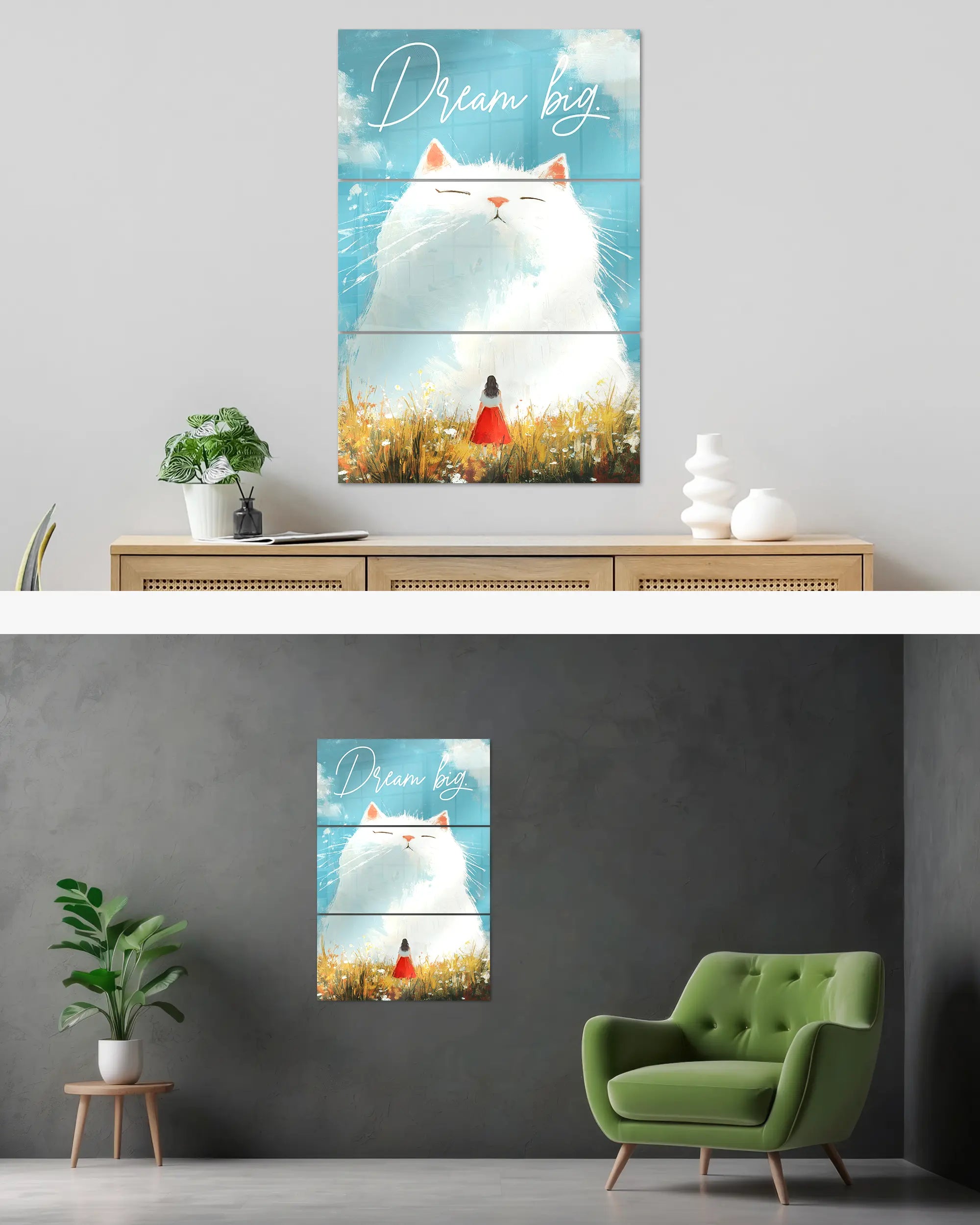 Wandansicht des Poster Plate Designs Dream Big im Acrylic Style in der Größe Mighty (60 x 90 cm)