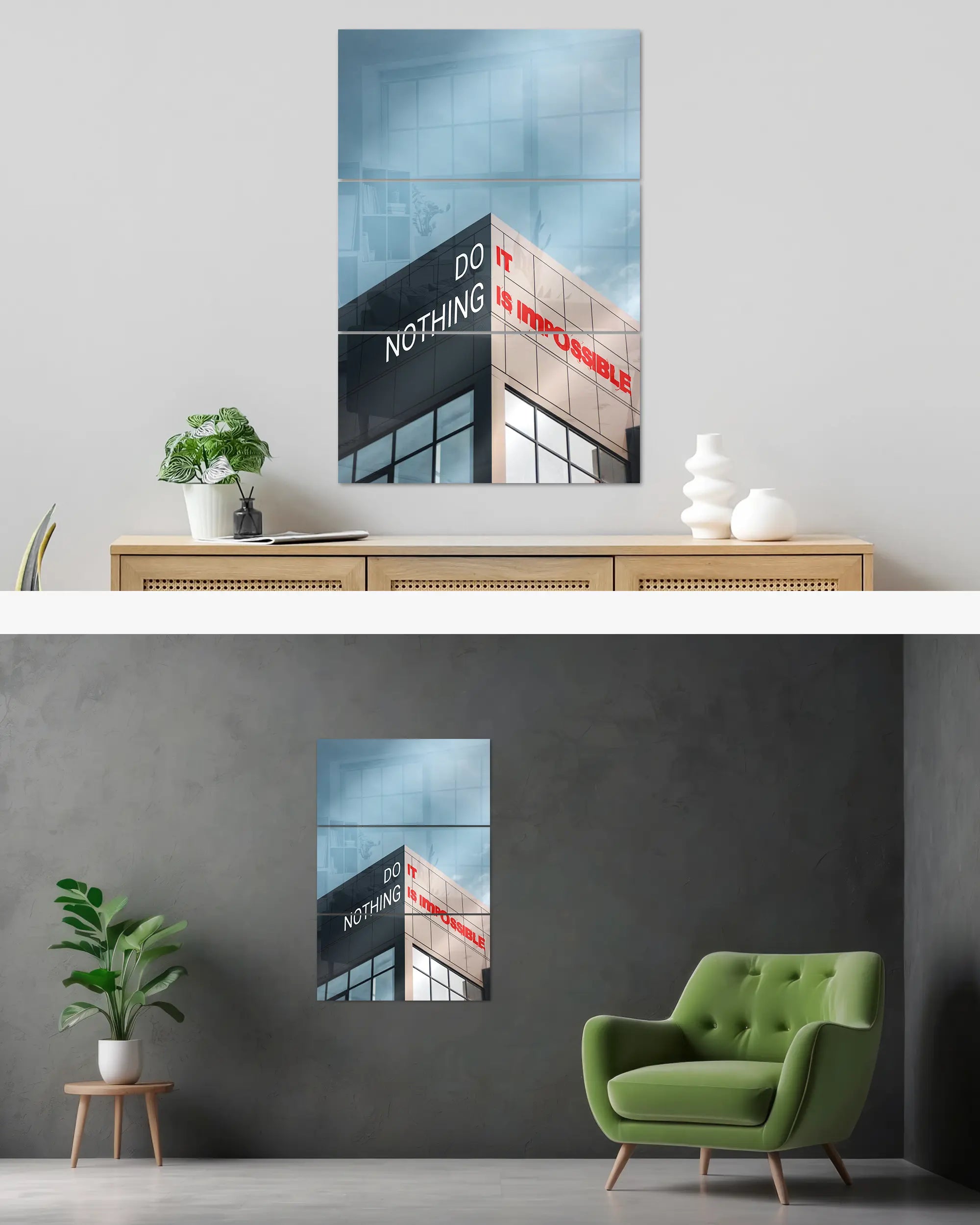 Wandansicht des Poster Plate Designs Do Nothing im Acrylic Style in der Größe Mighty (60 x 90 cm)