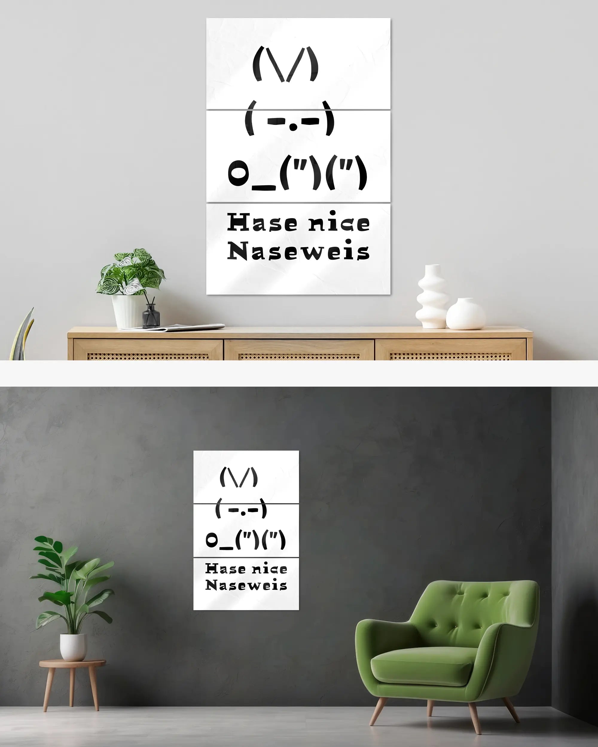 Wandansicht des Poster Plate Designs Nicer Hase im Acrylic Style in der Größe Mighty (60 x 90 cm)