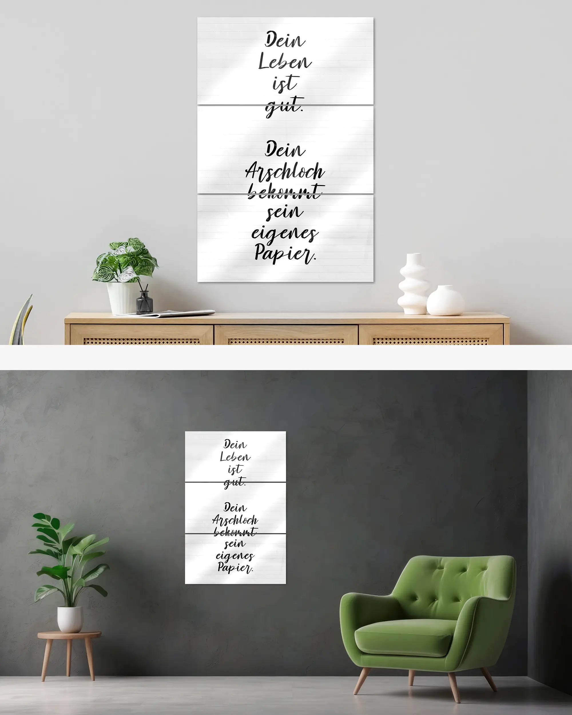 Wandansicht des Poster Plate Designs Gutes Leben im Acrylic Style in der Größe Mighty (60 x 90 cm)