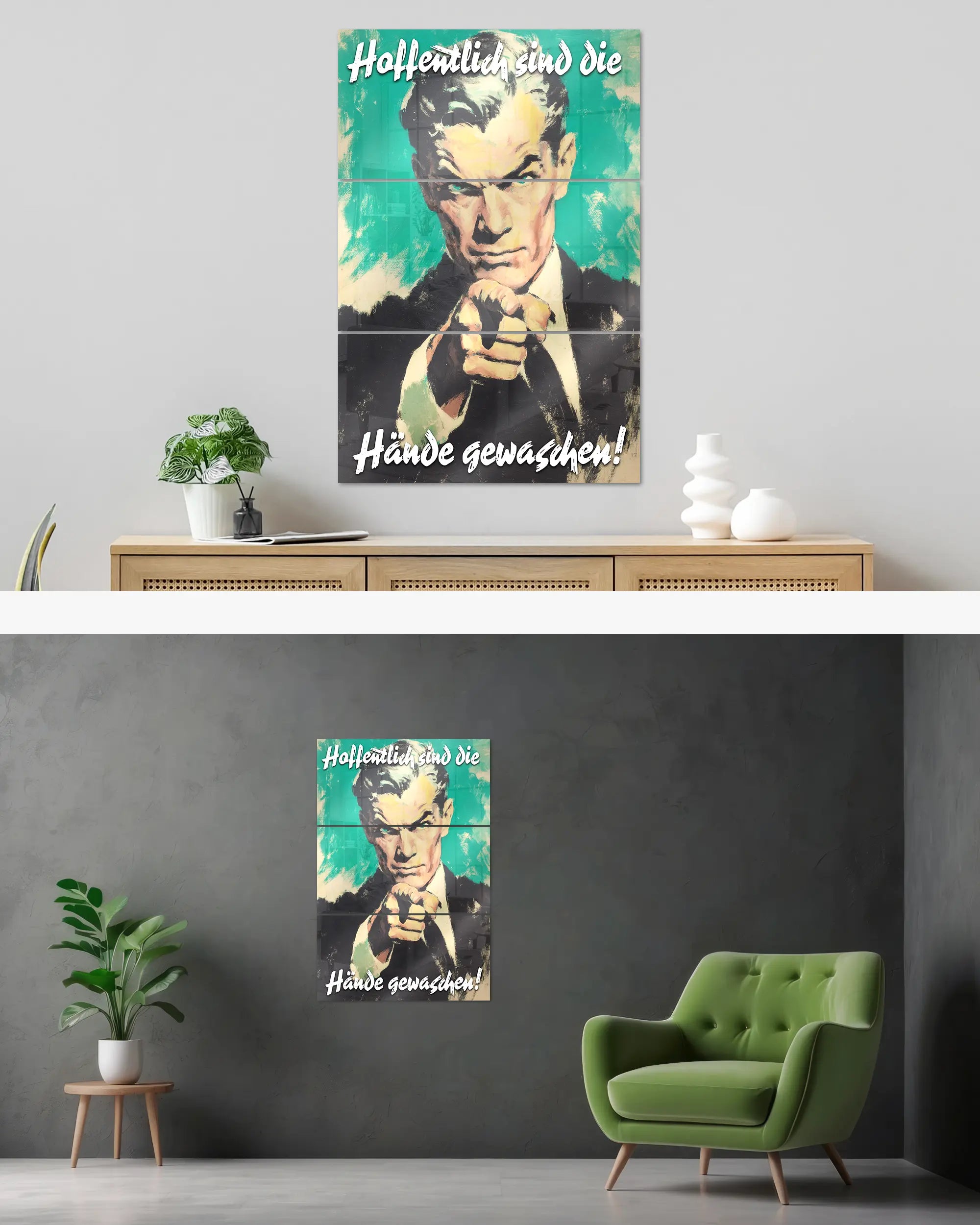 Wandansicht des Poster Plate Designs Besser mit Seife im Acrylic Style in der Größe Mighty (60 x 90 cm)