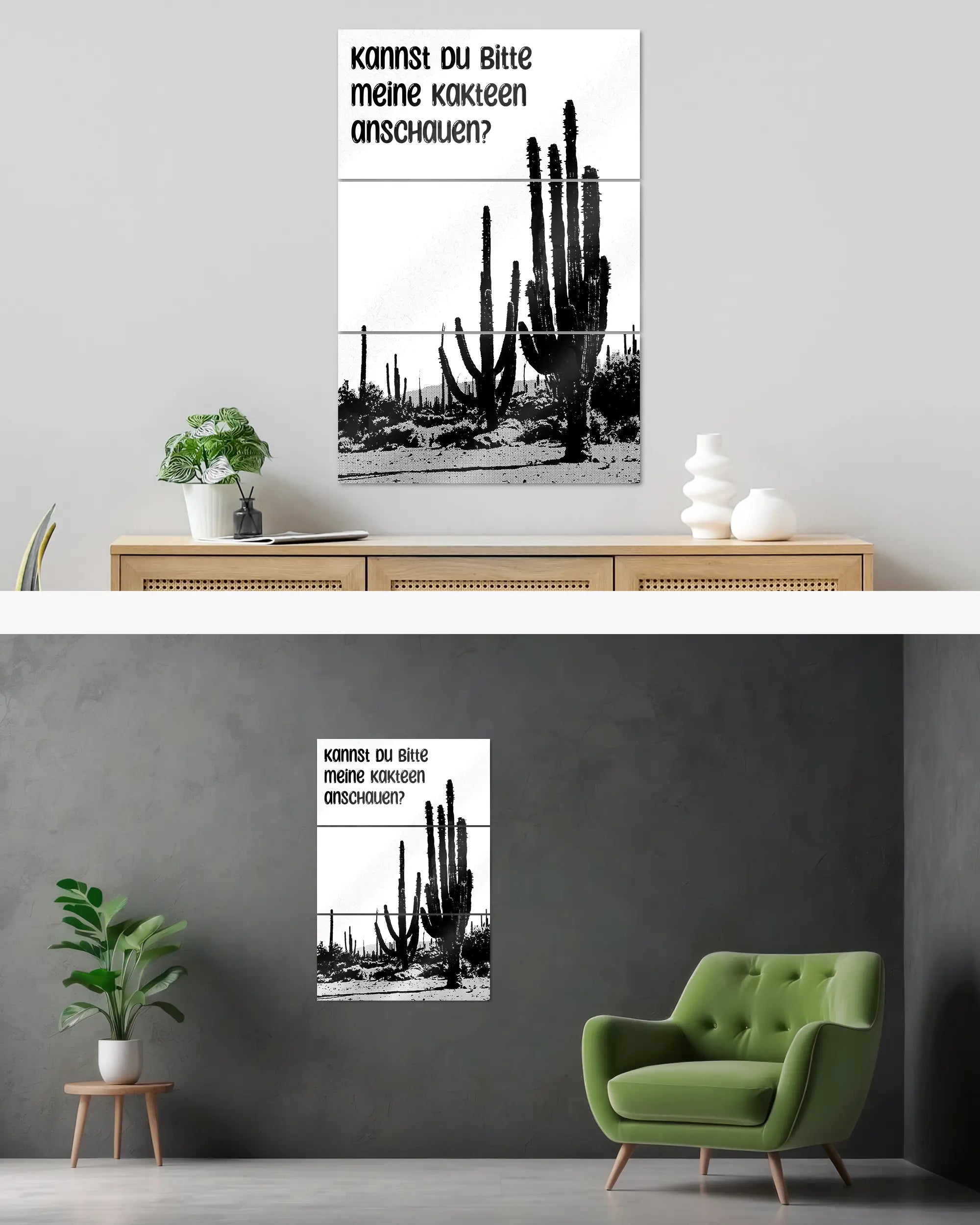 Wandansicht des Poster Plate Designs Kacktusse im Acrylic Style in der Größe Mighty (60 x 90 cm)