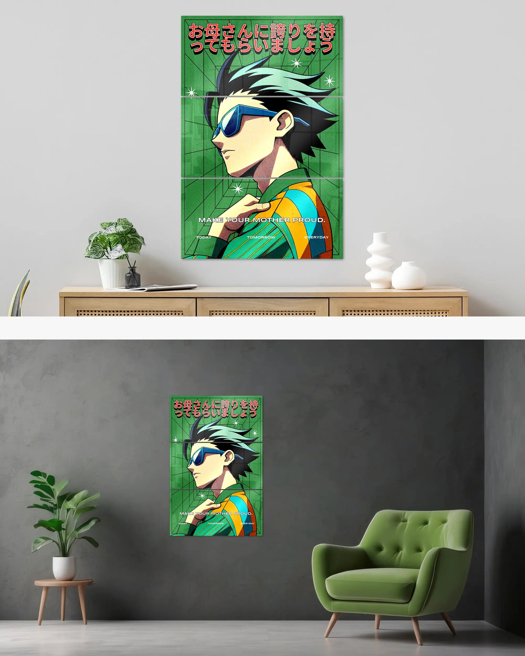 Wandansicht des Poster Plate Designs Make her proud im Acrylic Style in der Größe Mighty (60 x 90 cm)