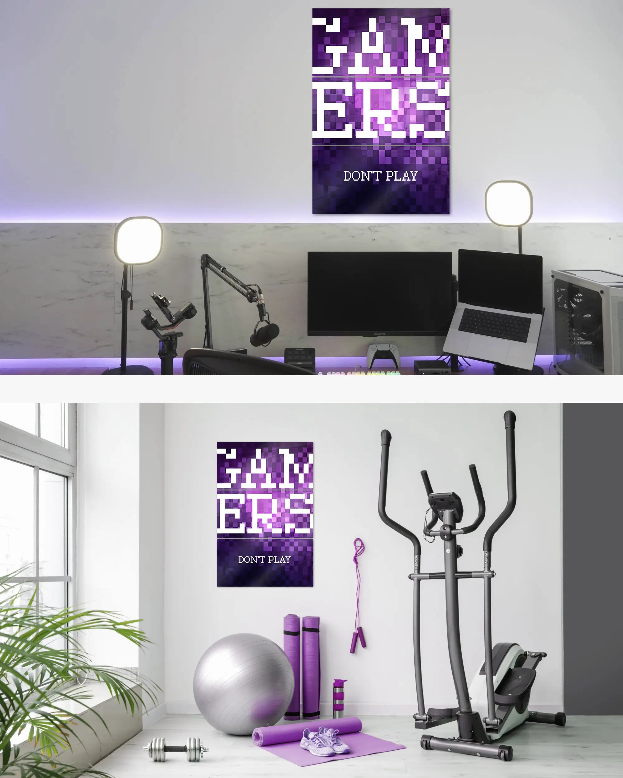 Zimmeransicht des Poster Plate Designs Gamers don't play im Acrylic Style in der Größe Mighty (60 x 90 cm)