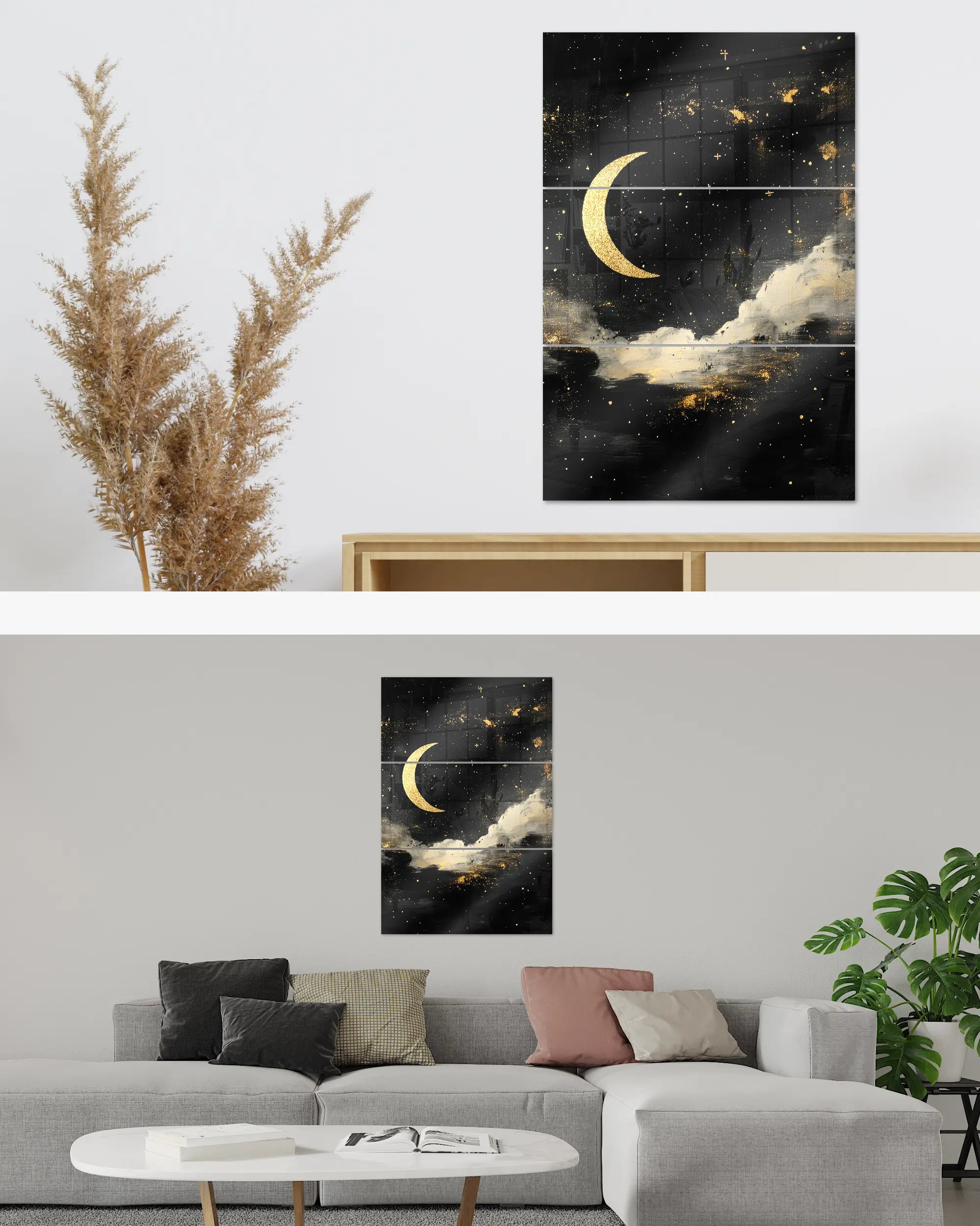 Zimmeransicht des Poster Plate Designs Goldenes Mondgedicht im Acrylic Style in der Größe Mighty (60 x 90 cm)