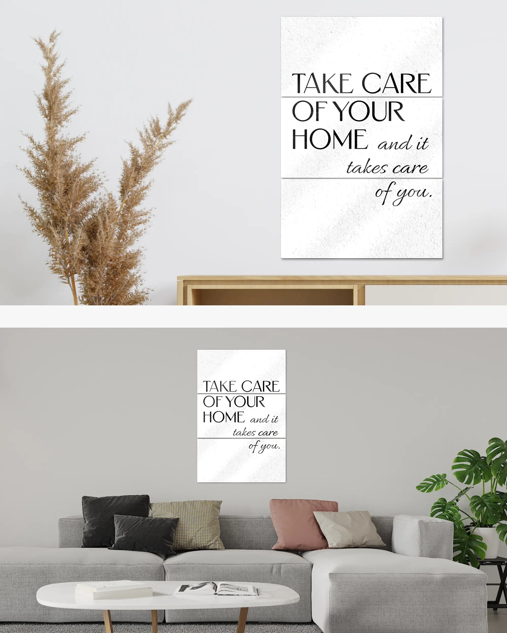 Zimmeransicht des Poster Plate Designs Take Care im Acrylic Style in der Größe Mighty (60 x 90 cm)