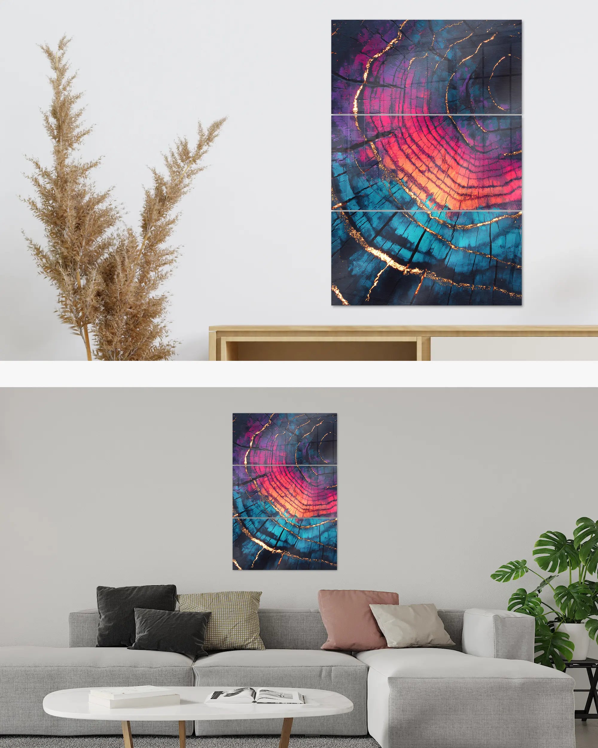 Zimmeransicht des Poster Plate Designs Rindenroulette im Acrylic Style in der Größe Mighty (60 x 90 cm)