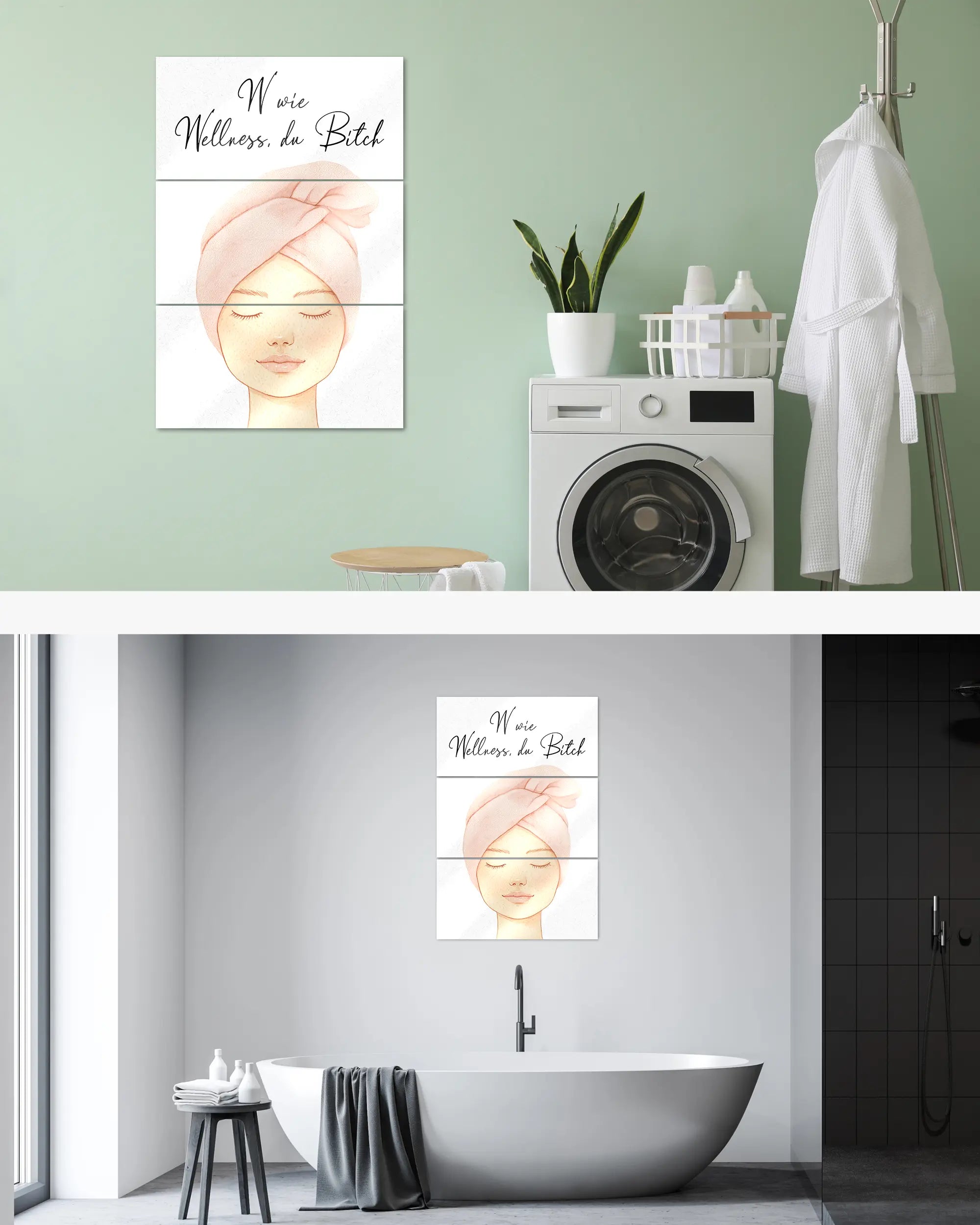 Zimmeransicht des Poster Plate Designs Wellness Routine im Acrylic Style in der Größe Mighty (60 x 90 cm)